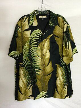 Tommy Bahama Men's Size Small Silk Tropical Leaf Print Hawaiian Shirt